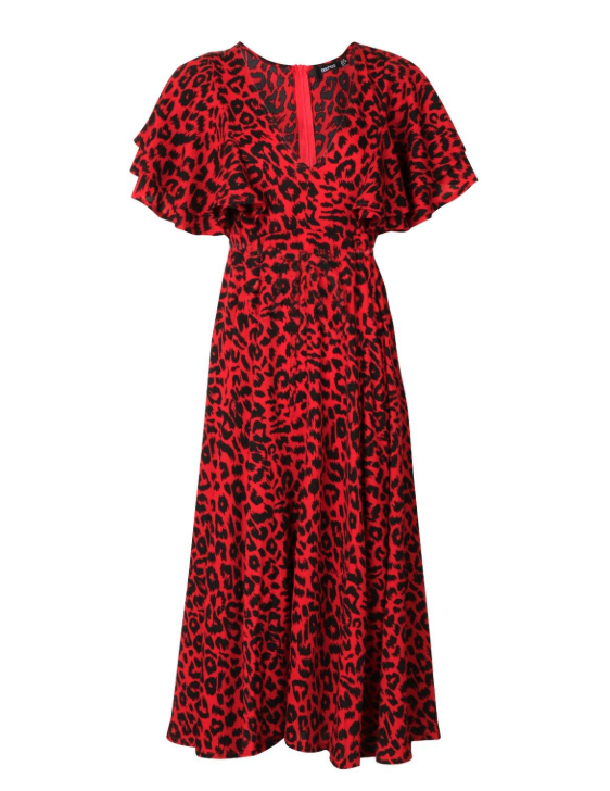 wallis red animal print dress