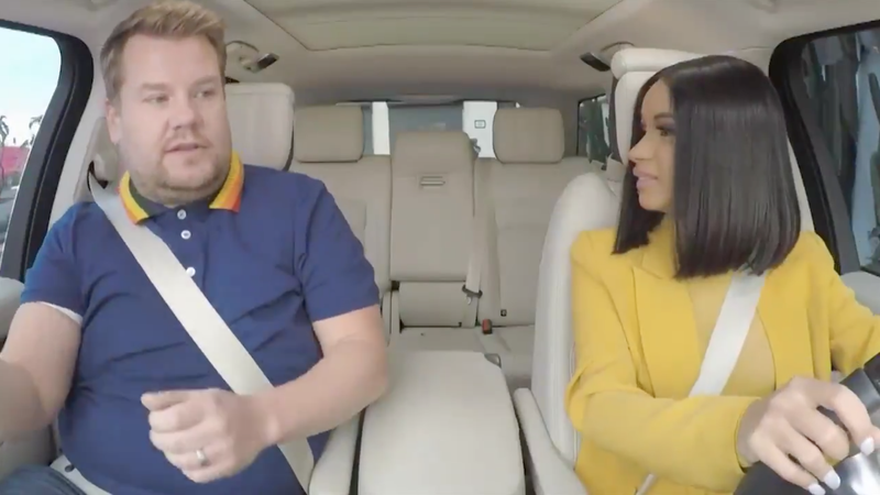 Cardi B Crashed A Car During 'Carpool Karaoke' With James Corden