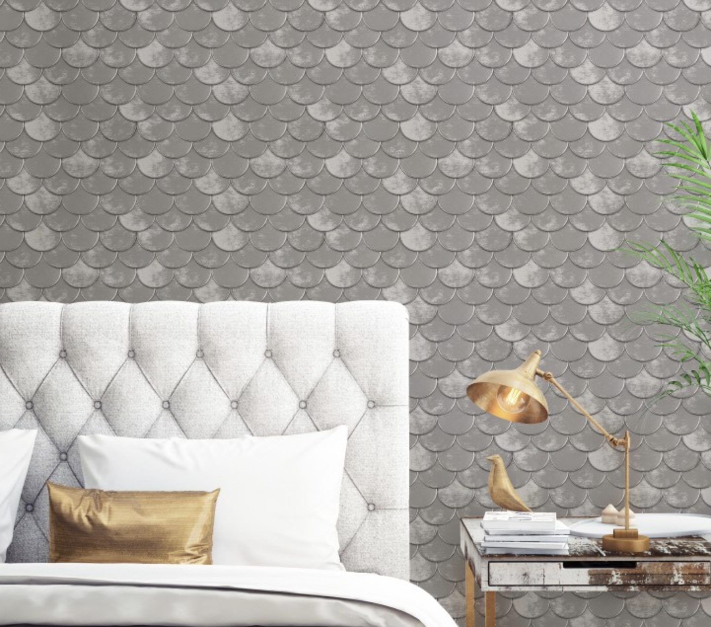 Tempaper S Brass Belly Removable Wallpaper Looks Like 3 D Mermaid Scales