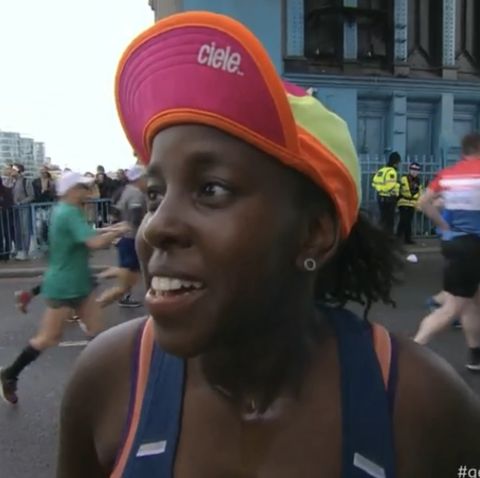 woman ran london marathon breastfeeding