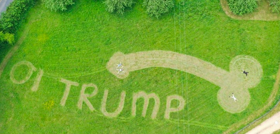 British Teenager Mows Very Subtle Message to Trump Into Grass