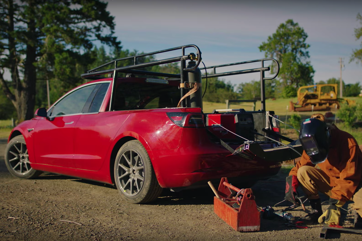 Youtuber Turns Tesla Model 3 Into A Pickup Truck