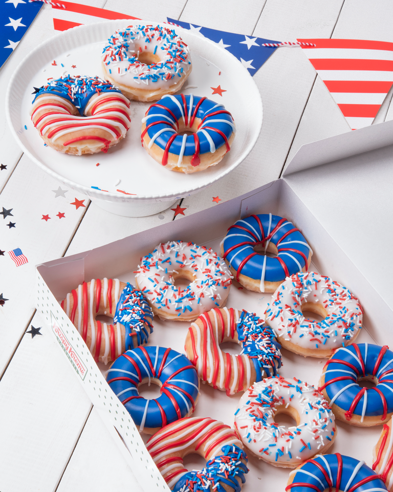 Krispy Kreme Is Releasing Three Red, White, And Blue Donuts For The