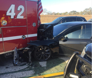 Tesla Model S Crash with Fire Truck January 2018