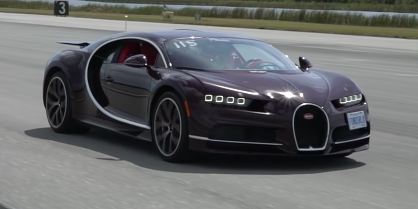 Bugatti Chiron Hits 226 MPH in the Standing Mile - Onboard Video
