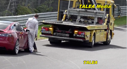 Watch 4 Porsches Lap a Tesla Model S Broken Down on the Nürburgring
