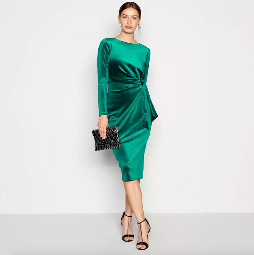 whistles green velvet dress