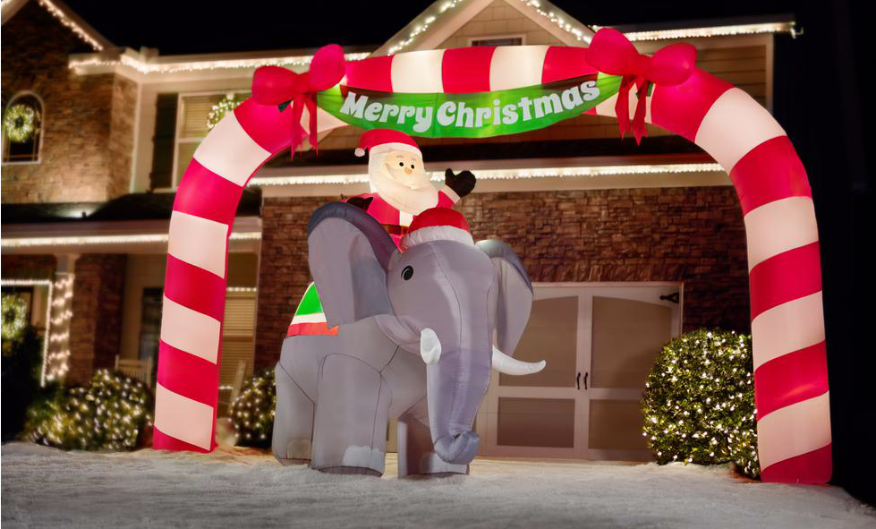 You Can Buy A Giant Inflatable Of Santa Claus Riding An Elephant