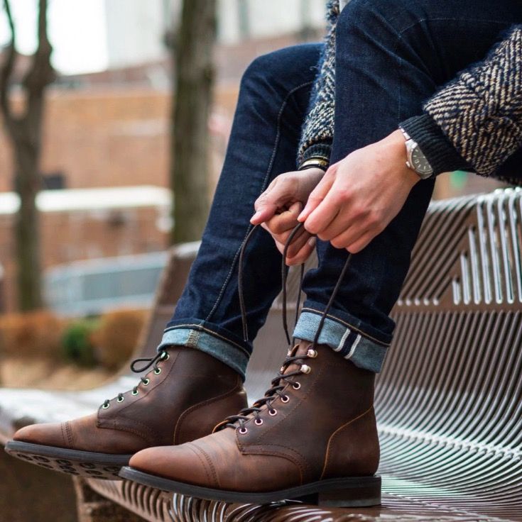 mens brown leather winter boots