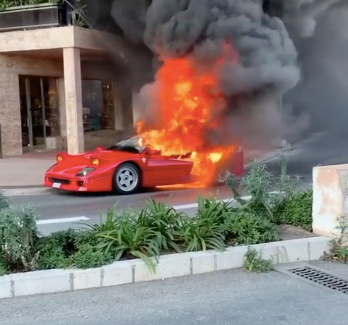 Ferrari F40 Fire Vintage Ferrari Burns To Ground In Monaco