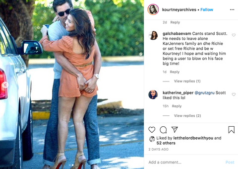 scott disick liking instagram of him grabbing kourtney kardashian's butt