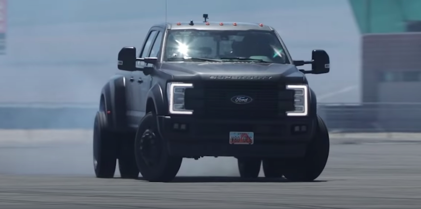 Watch Ken Block Drift His Four-Ton Diesel Dually Ford F-450 Truck