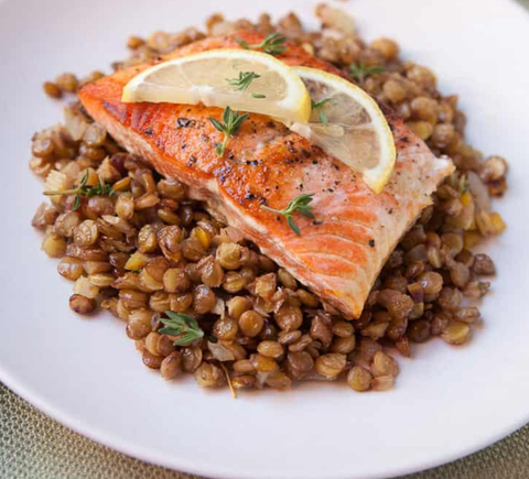 macheesmo lentils and salmon