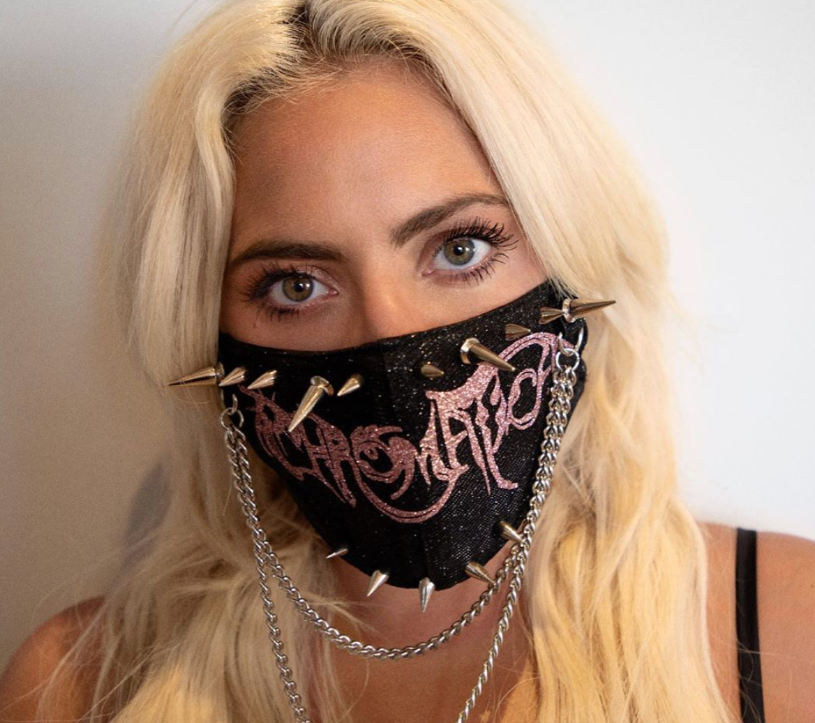 Lady Gaga Wears 'Chromatica'-Themed Face Mask for Selfie