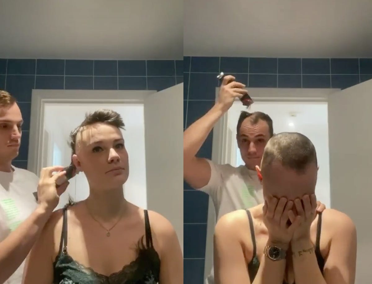 Man Shaves Girlfriend S Head Then His Own In Show Of Support