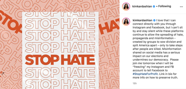 What Is Stophateforprofit Why Celebrities Are Quitting Instagram And Facebook For A Day