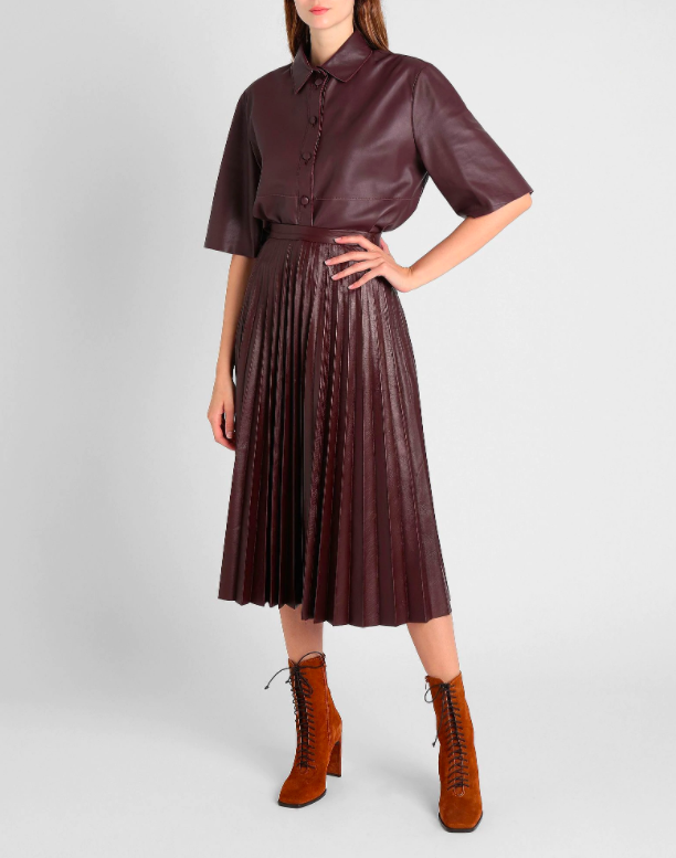 brown leather skirt uk