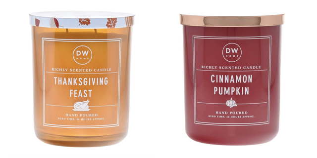 dw home hand poured candles orange red thanksgiving feast scented cinnamon pumpkin scented