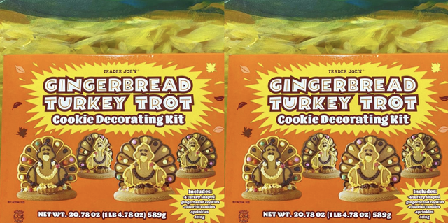 trader joes, thanksgiving gingerbread turkey trot cookie decorating kit