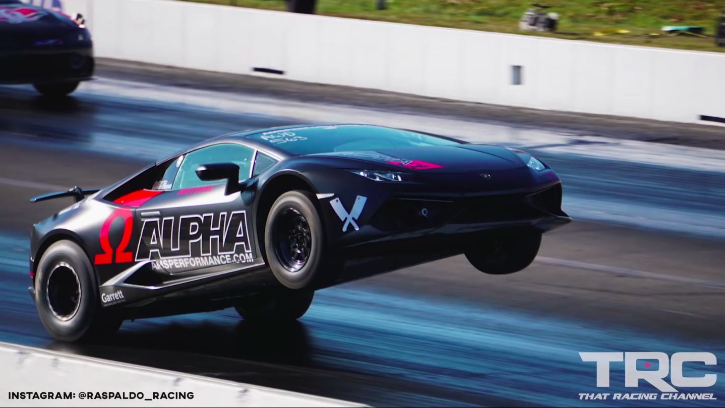 Watch This 1800-HP Huracán Drag Car Pull a Massive Wheelie