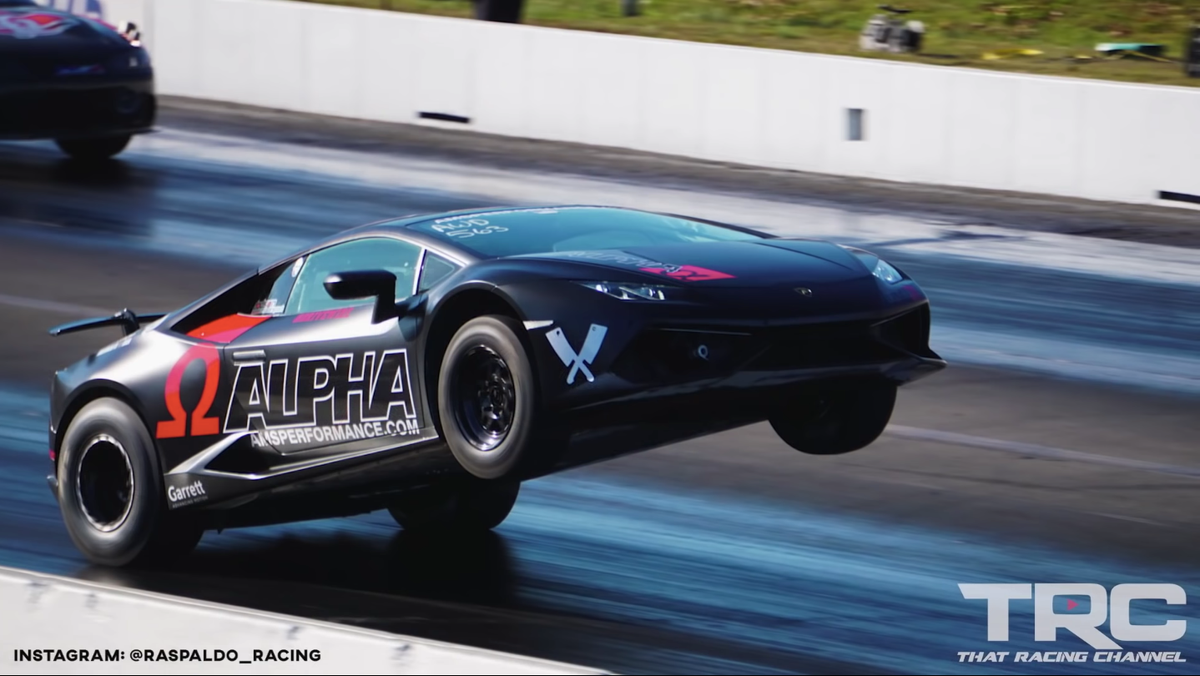 Watch This 1800-HP Huracán Drag Car Pull a Massive Wheelie