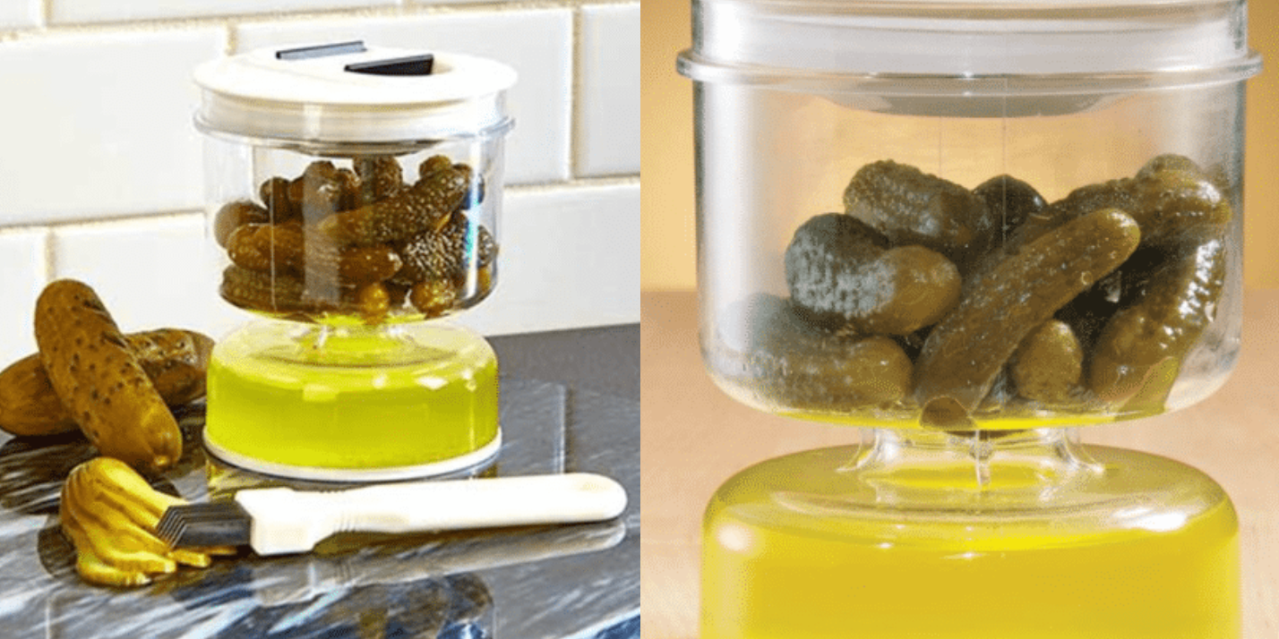 This Flip Lid Jar Is Ideal For Storing And Eating Pickles Without Having To Fish Through The JarDelish