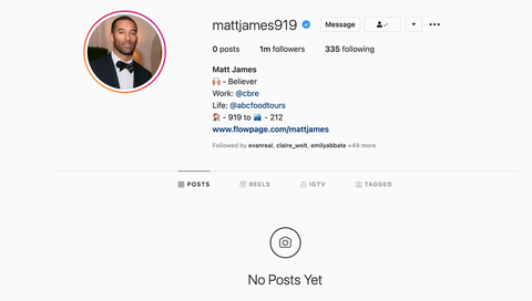 Matt James Seemingly Deletes Bachelor Instagram Posts