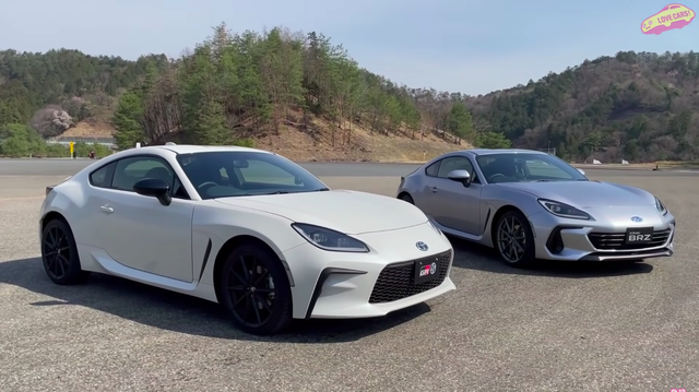 Video Still of 2022 Subaru BRZ and Toyota GR 86 Side-by-Side Comparison