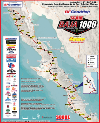 SCORE Releases 1,227-Mile Course For Next Month's Baja 1000