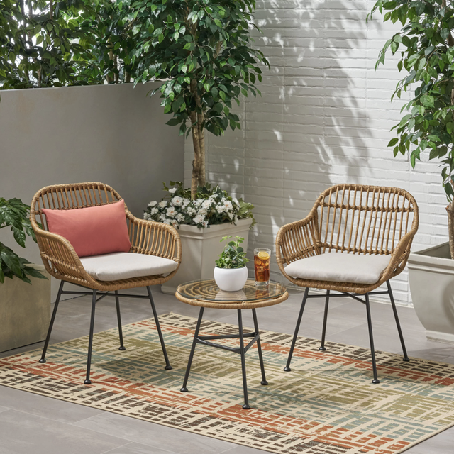 wickerrattan 2   person seating group with cushions