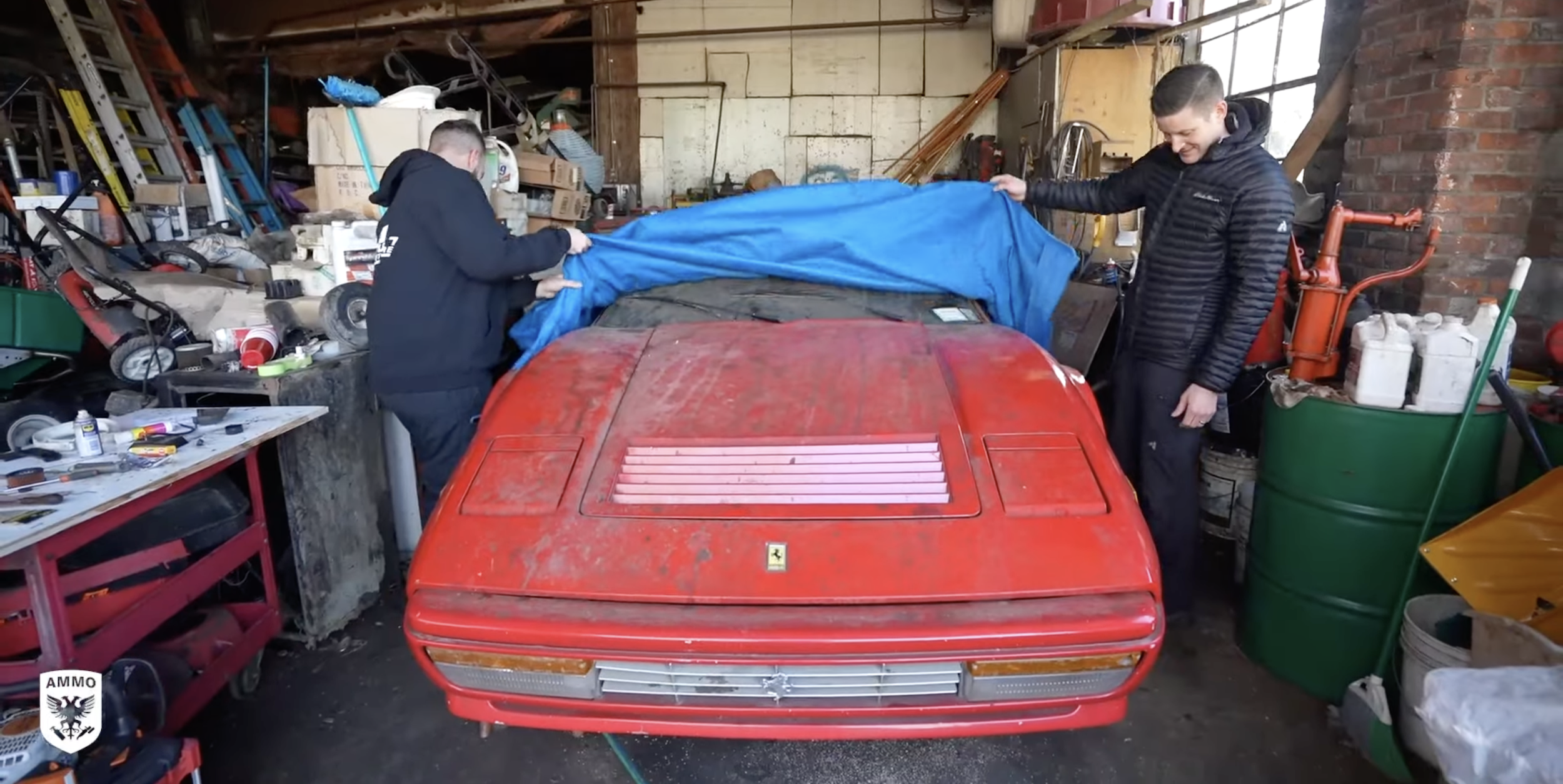 Watch This Abandoned Ferrari 328 Barn Find Get Its First Detail in Six Years