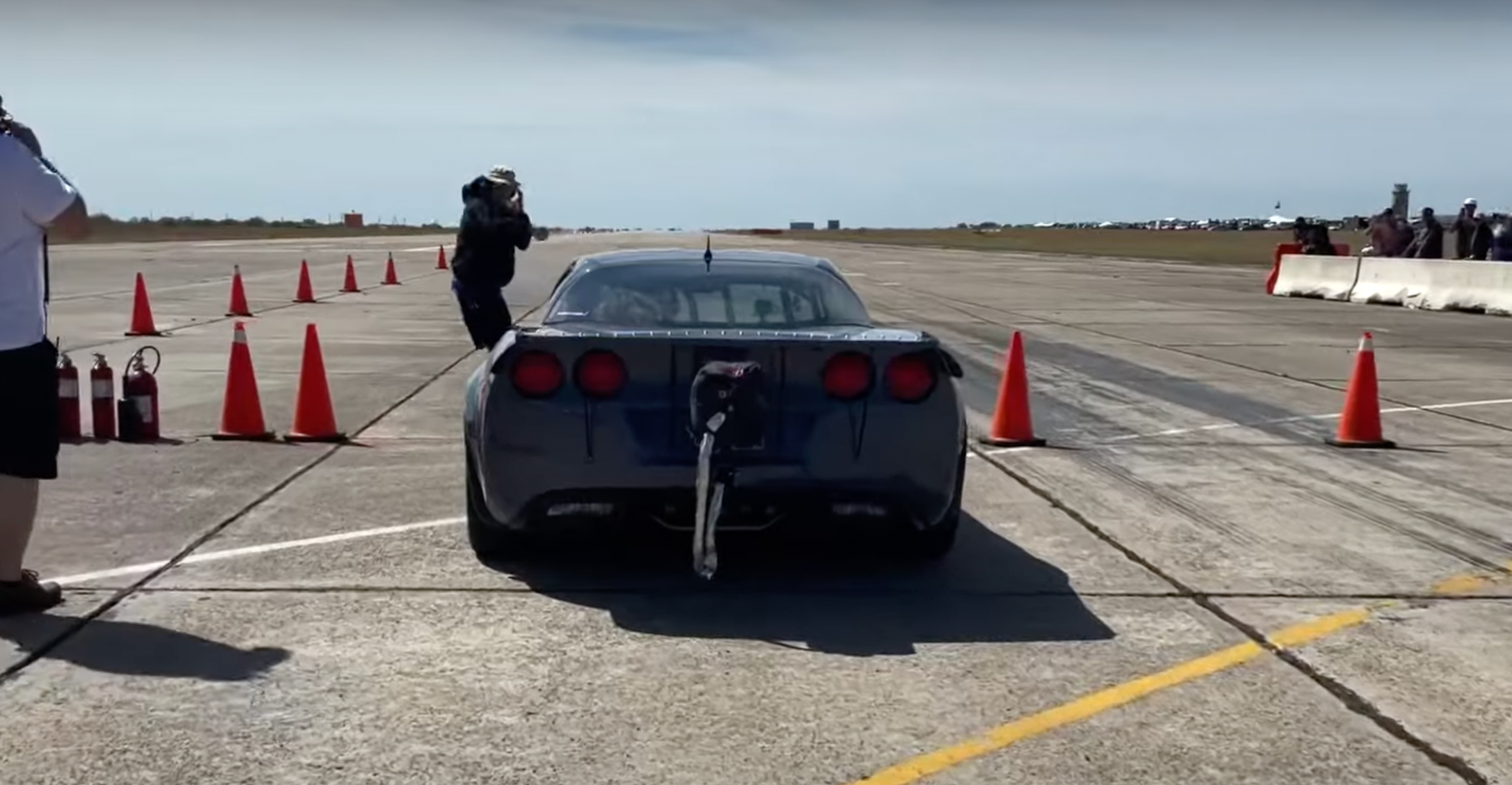 Watch This Twin-Turbo Corvette Z06 Hit an Incredible 242 MPH on a Runway