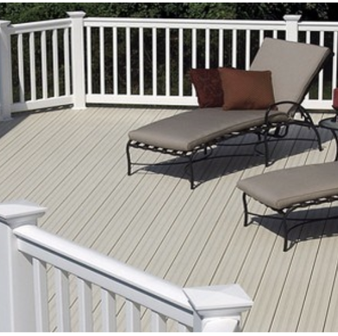 a gray plastic decking made by certainteed