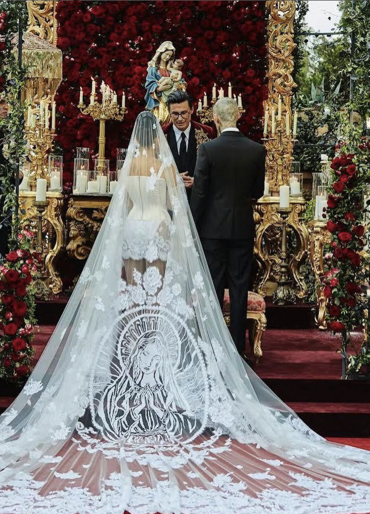 black veil wedding dress