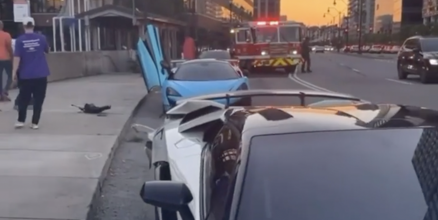 Video: McLaren 570S Launches Into the Air After Crashing Into Lamborghini, Hits BMW i8