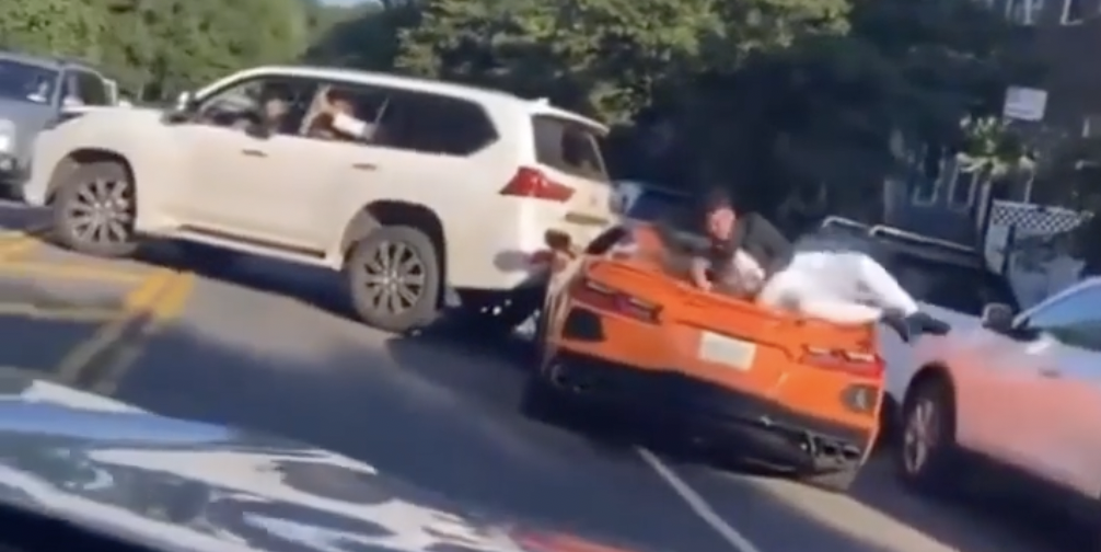 Watch This Distracted C8 Corvette Driver Slam Straight Into the Back of a Lexus LX