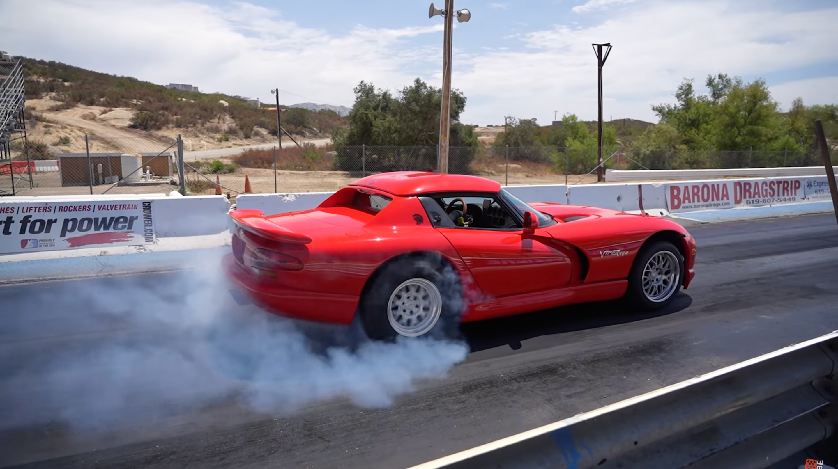 Watch This 807-HP Hellcat-Swapped Viper Melt Its Tires on the Drag Strip