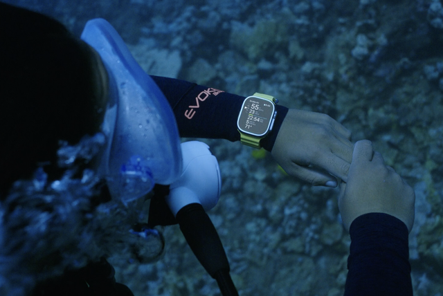 apple watch ultra worn by a diver