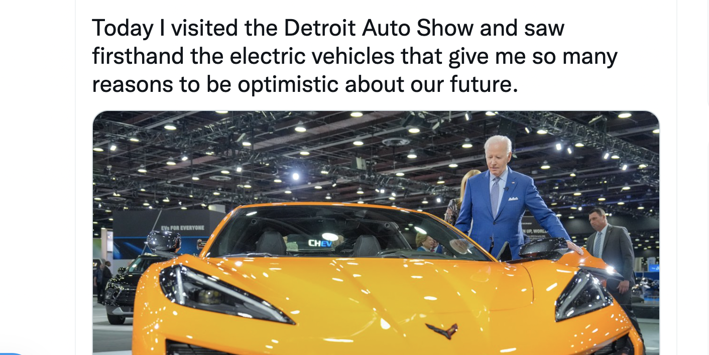 Car Internet Roasts Biden For Posing Next to Corvette Z06 For EV Tweet