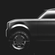 teaser silhouette of new scout brand electric suv