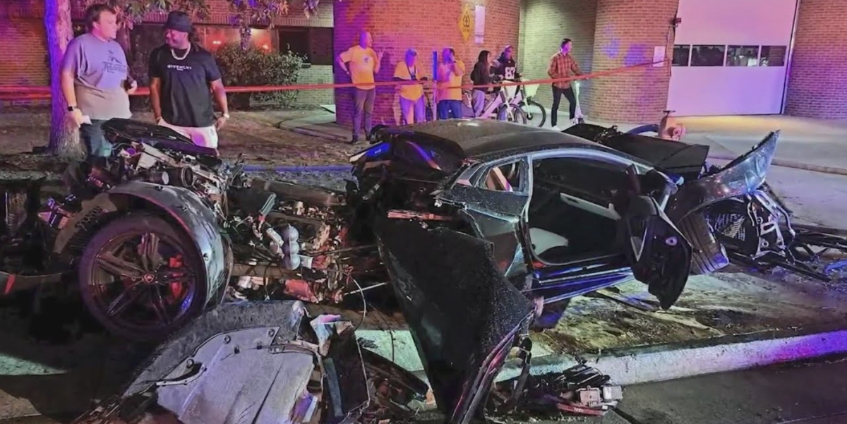 Two Lamborghinis Crash, Catch Fire in Front of a Fire Department