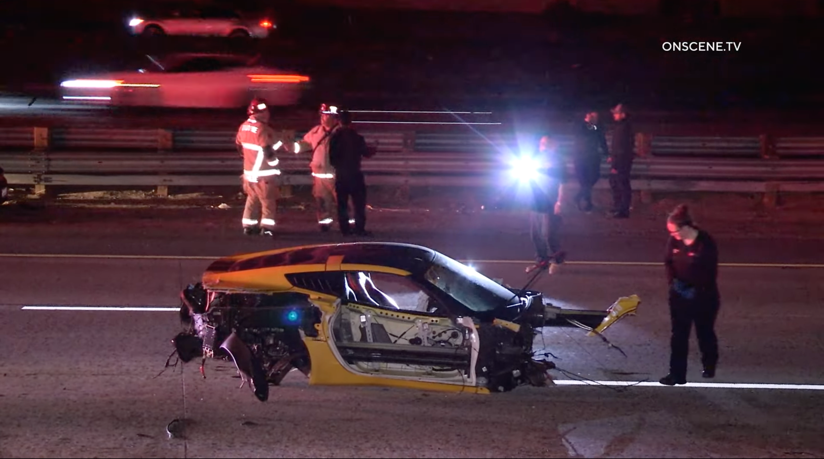 This C7 Corvette Ejected Its Whole Engine in a Highway Crash