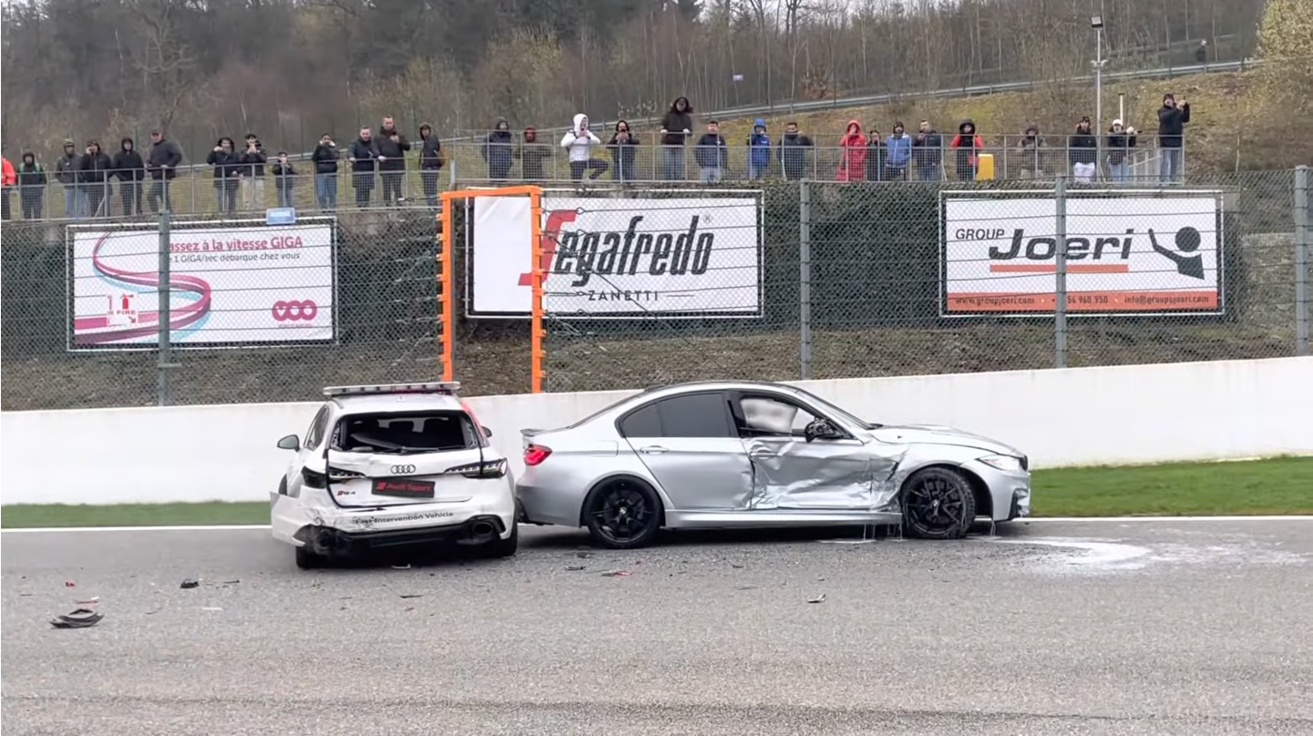 BMW M3 Smashes Into Audi RS4 Safety Car During Massive Spa Francorchamps Car Meet