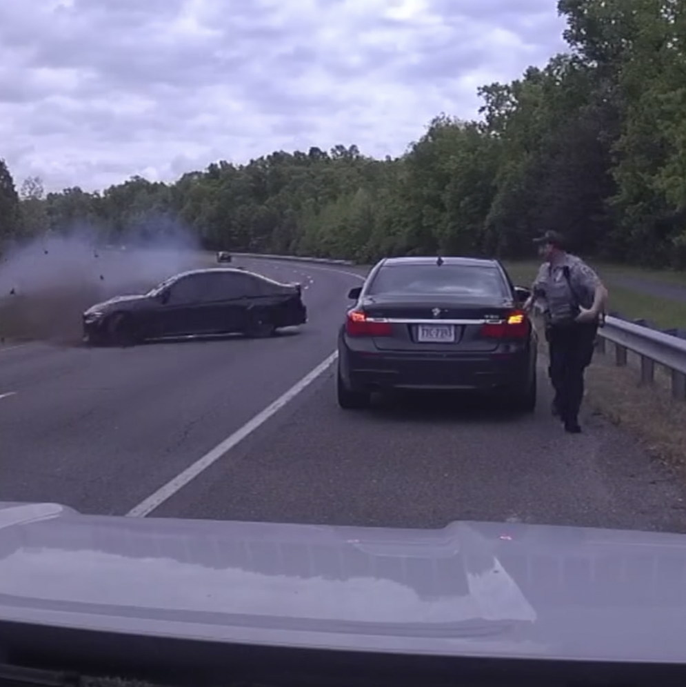 Cop Nearly Killed After 17-Year-Old BMW M3 Driver Crashes Into Traffic Stop at High Speed