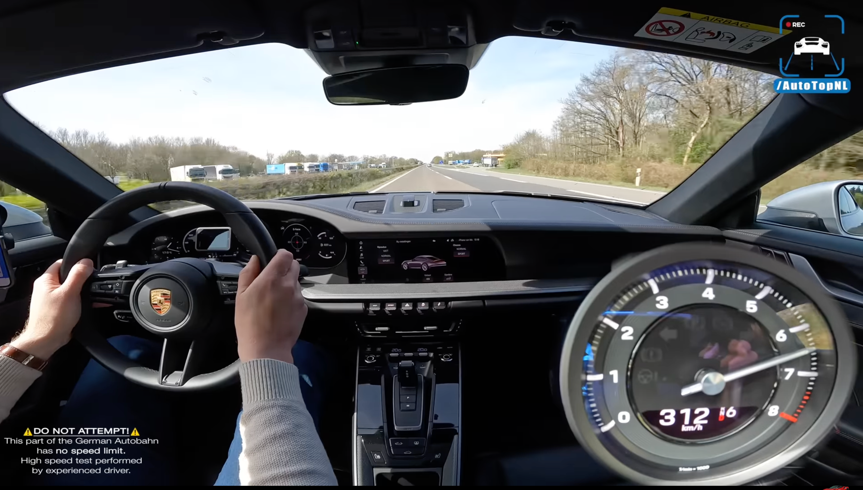 Watch a Base Porsche 911 Hit Nearly 200 MPH on the Autobahn