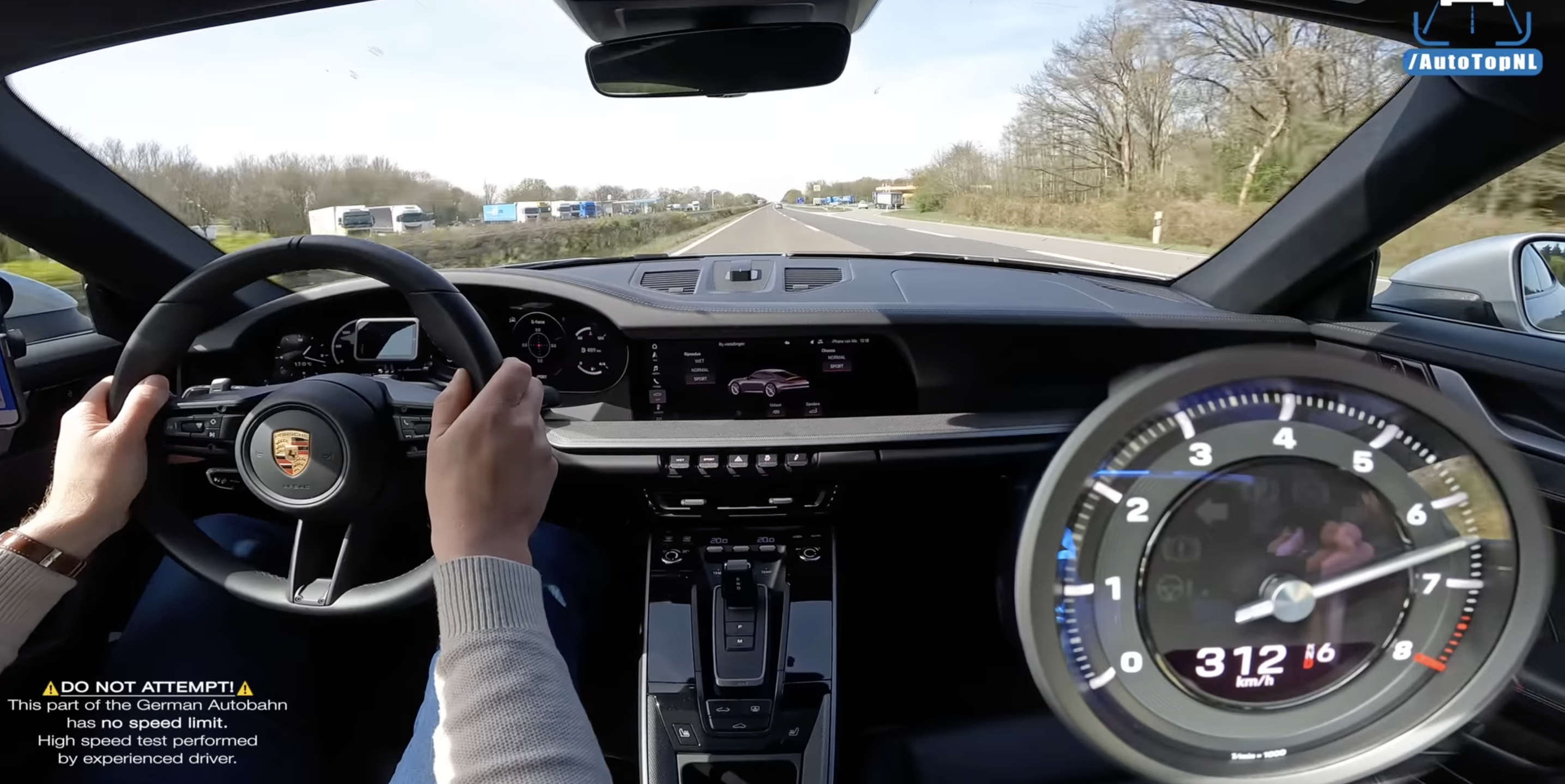 Watch a Base Porsche 911 Hit Nearly 200 MPH on the Autobahn