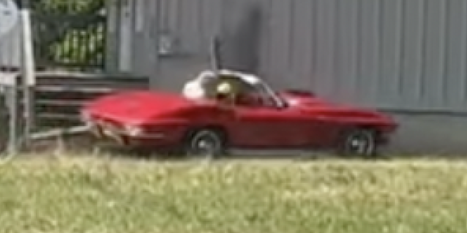 Beautiful C2 Corvette Stingray Loses Control Leaving Car Show and Crashes Into House