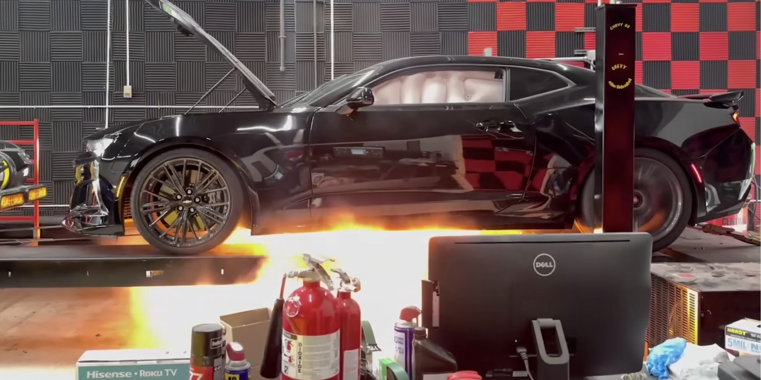 Video: Chevy Camaro ZL1 Gearbox Explodes on Dyno, Sets Off Airbag and Catches Fire