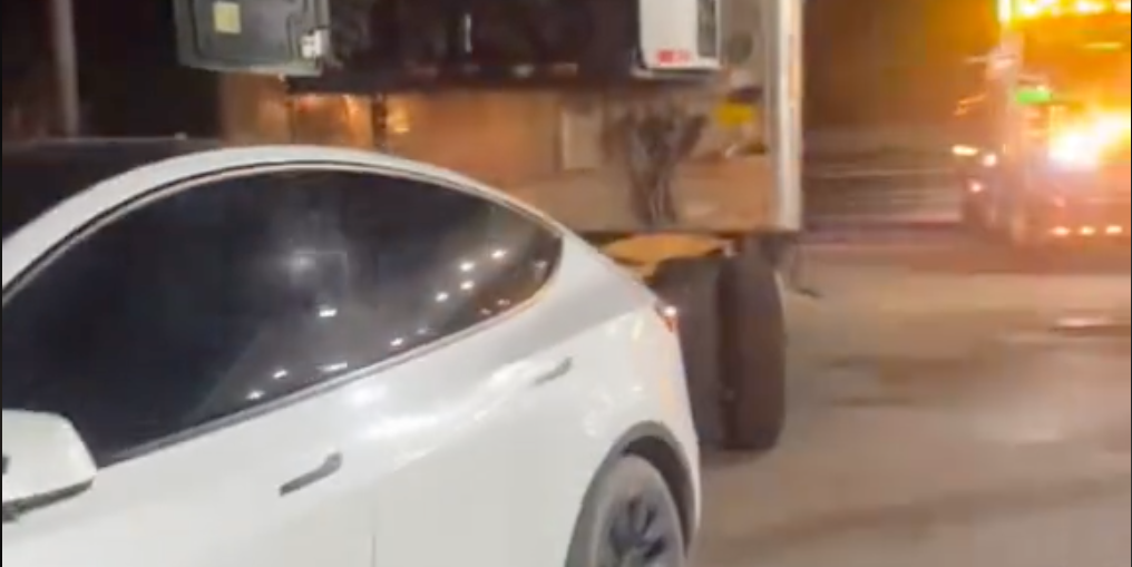 What Was This Tesla Model Y SUV Doing Towing a Semi-Trailer?