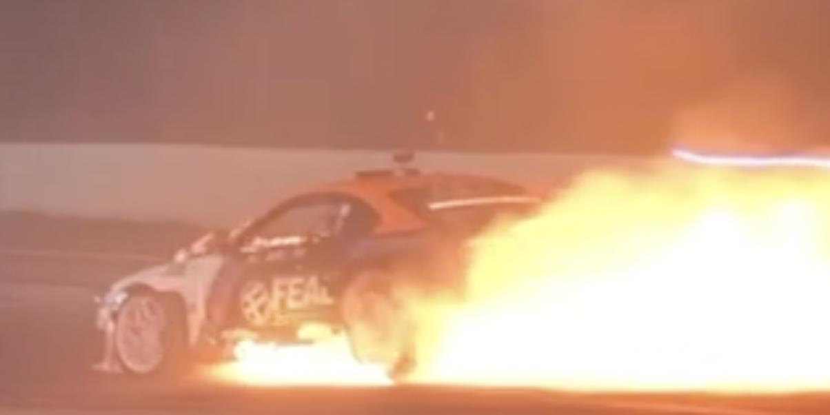 V-8-Swapped Formula Drift Nissan S15 Explodes in Fireball, Driver Unscathed
